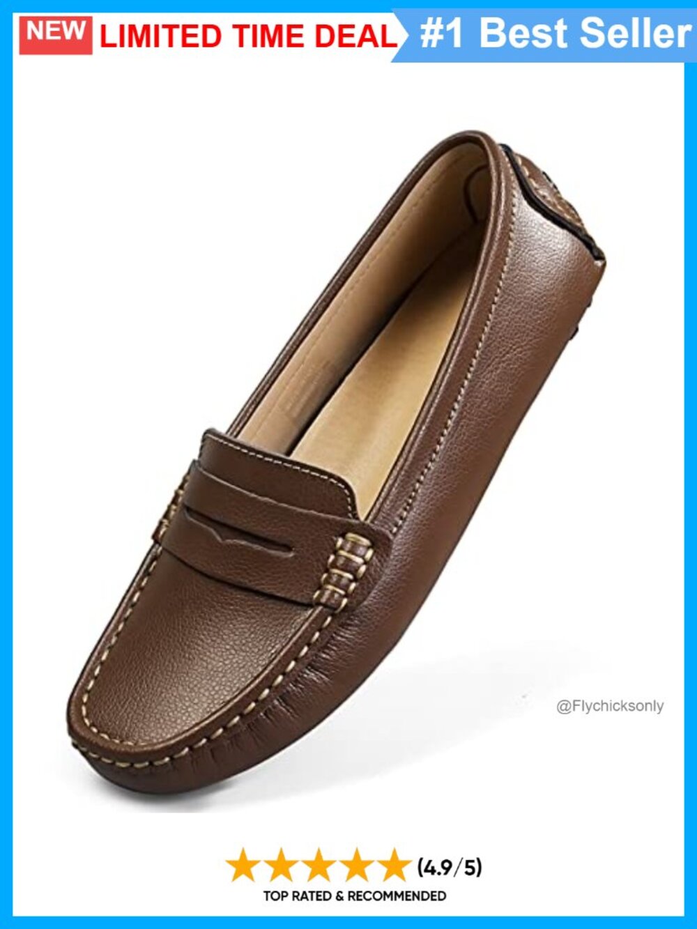 Genuine Leather Penny Loafers Slip-On Driving Mocs Comfort Flats